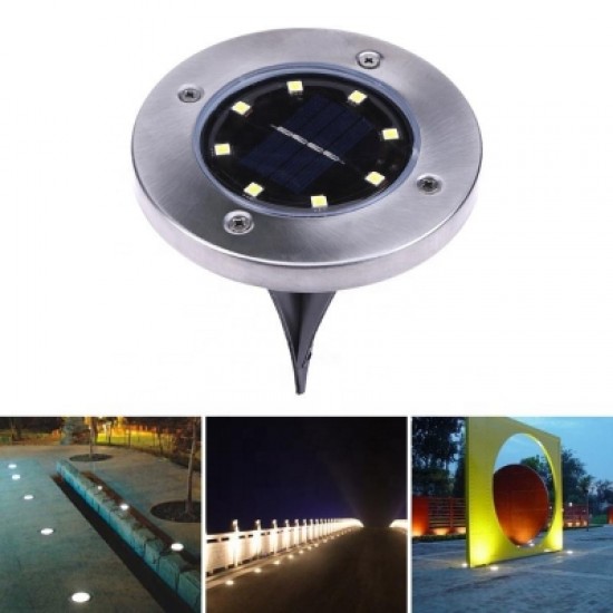 8 LED Solar Lawn Lamp Buried Light Under Ground Lamp Outdoor Path Way Garden